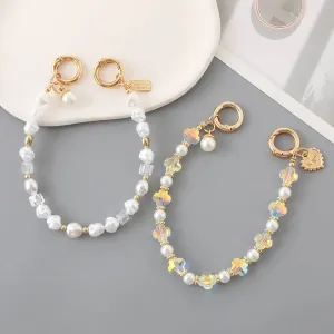 Baroque Pearl Phone Hand Chain - Elegant Beaded Wrist Strap for Bags & Phones