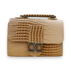 Croc-Embossed Satchel Bag