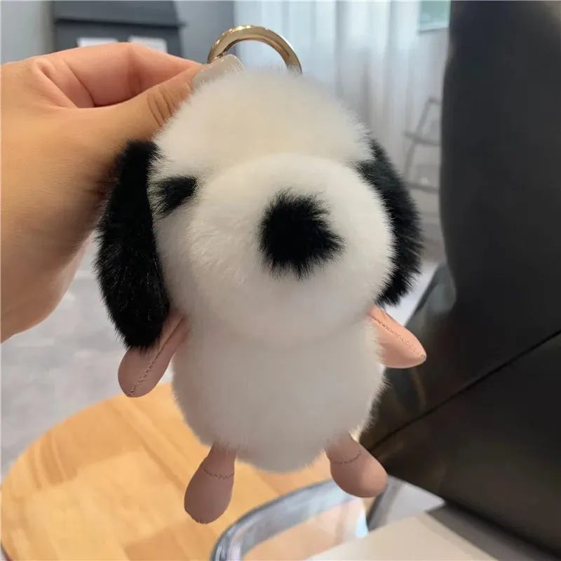 Cute Fluffy Fur Plushie Puppy Dog Pendant Keychain Phone Bag Charm