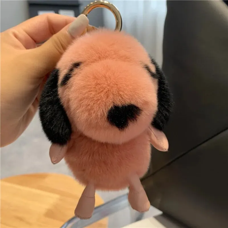 Cute Fluffy Fur Plushie Puppy Dog Pendant Keychain Phone Bag Charm