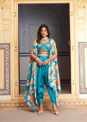 Luxurious Designer Western Three-Piece Set: Embroidery & Satin Elegance