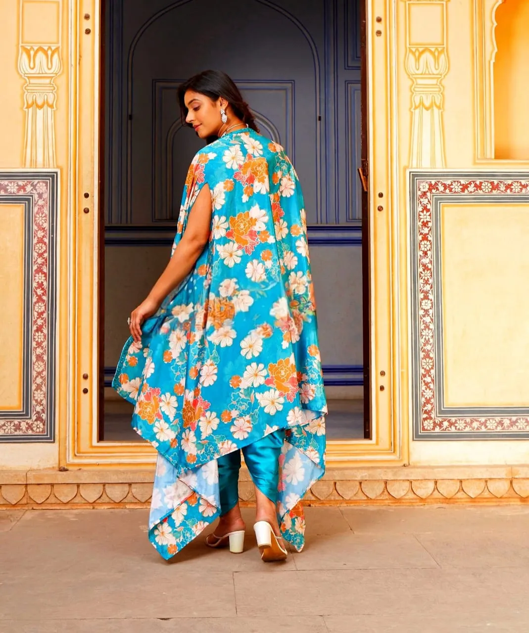 Luxurious Designer Western Three-Piece Set: Embroidery & Satin Elegance