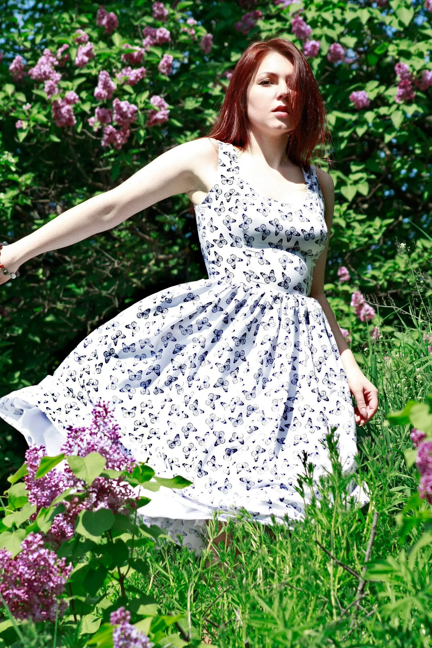 Luxurious dress windage style dress Summer dress dress with butterfly