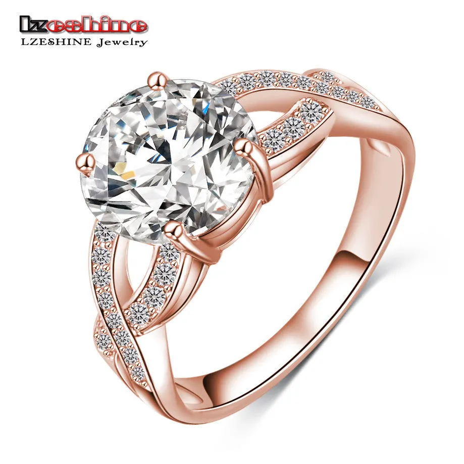 Luxurious Hollow Gold/Silver Plated Crystal Ring