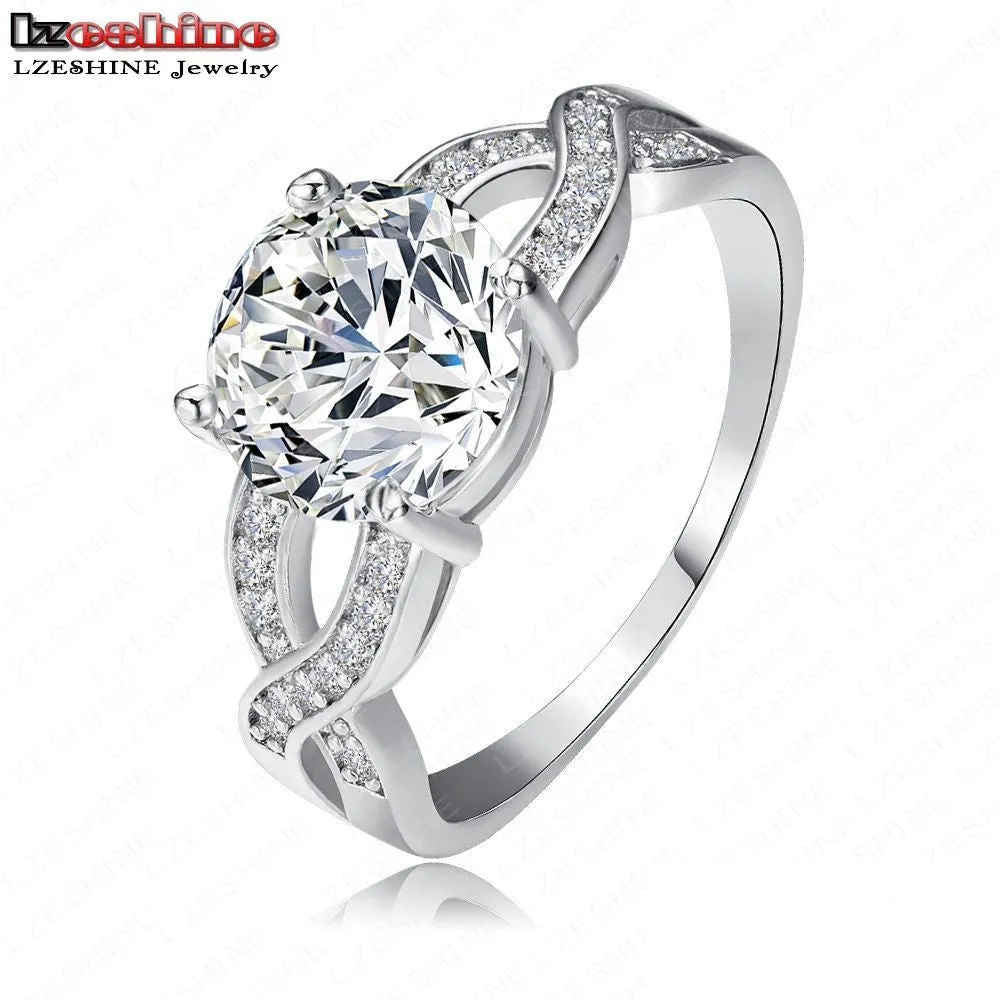Luxurious Hollow Gold/Silver Plated Crystal Ring