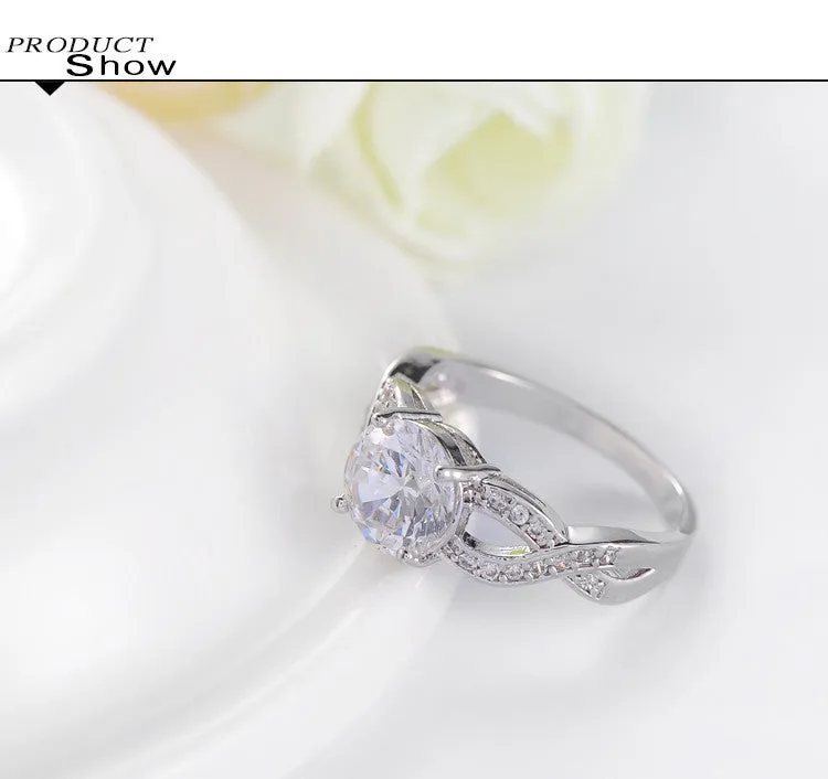 Luxurious Hollow Gold/Silver Plated Crystal Ring