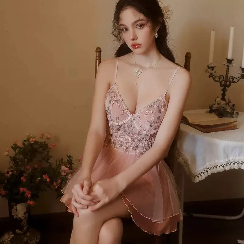 Luxurious Velvet Floral Embroidered Sleepwear and Loungewear Robe with Underwire