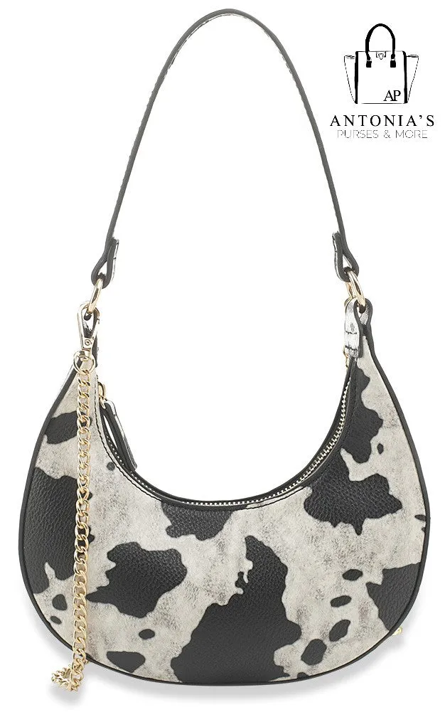 Malibu Sky Luxurious Cow Print Hobo Handbag