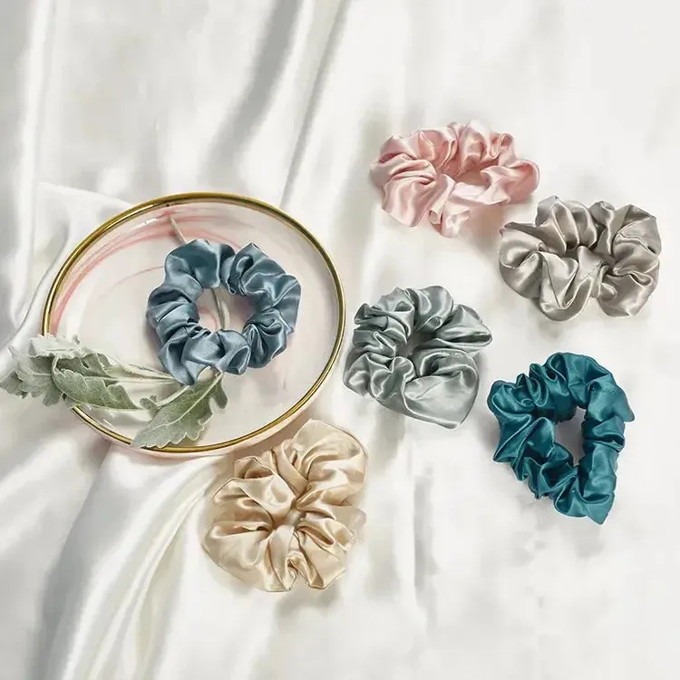 Pure Silk Hair Scrunchies: Luxurious Ponytail Holders (5 Pieces)