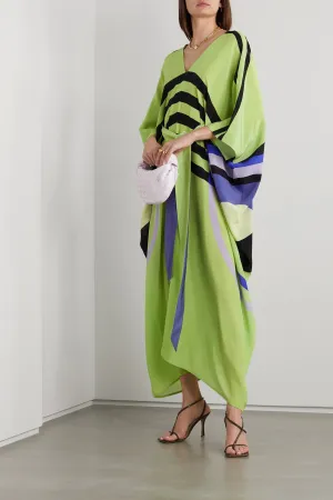 Silk Crepe Luxurious, Flowing Maxi Dress Caftan For Women's