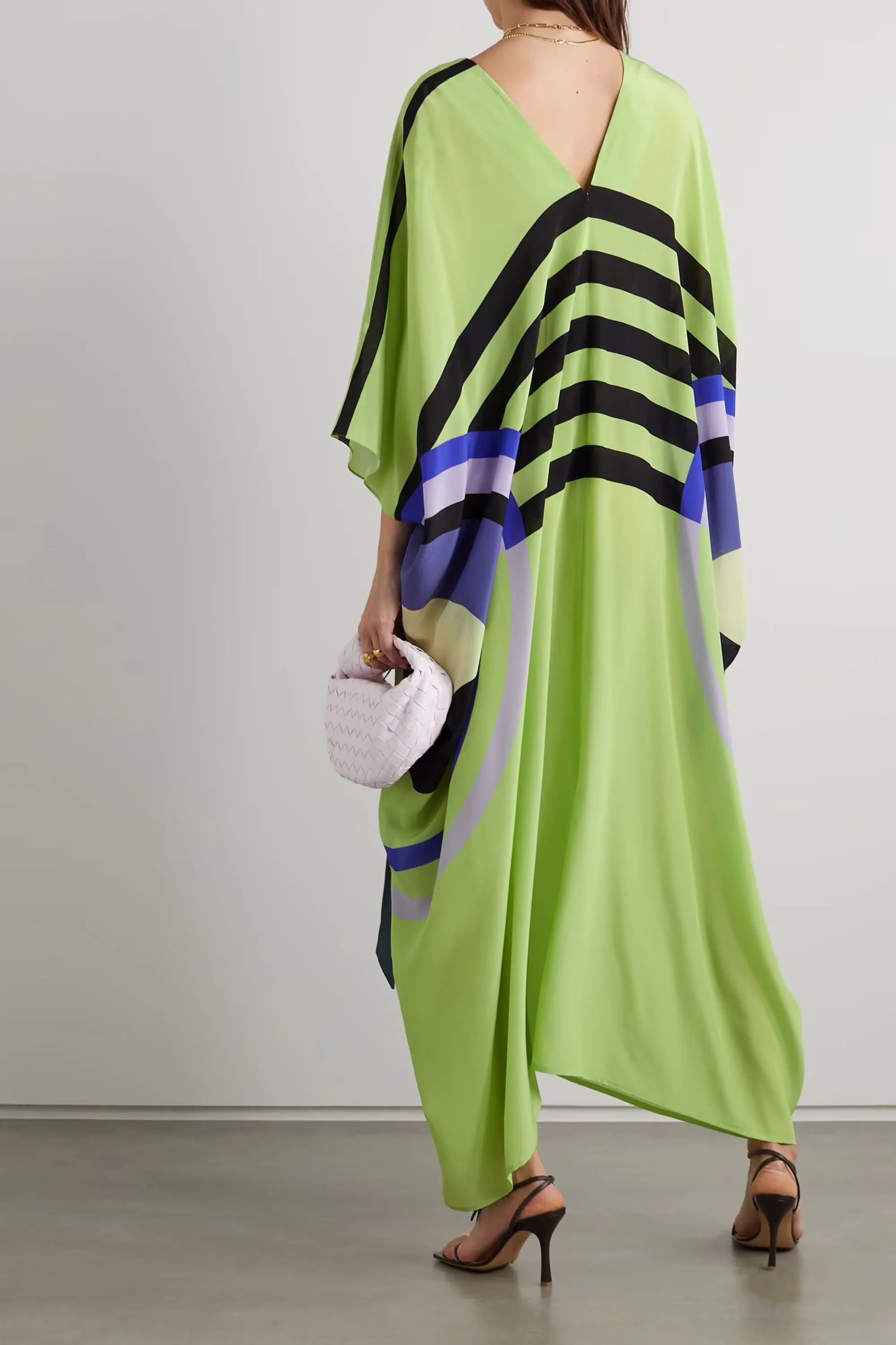 Silk Crepe Luxurious, Flowing Maxi Dress Caftan For Women's
