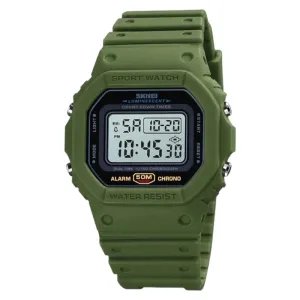 SKMEI 1628 Green Multifunctional Digital Luxury Rubber Band Retro Sports Watch